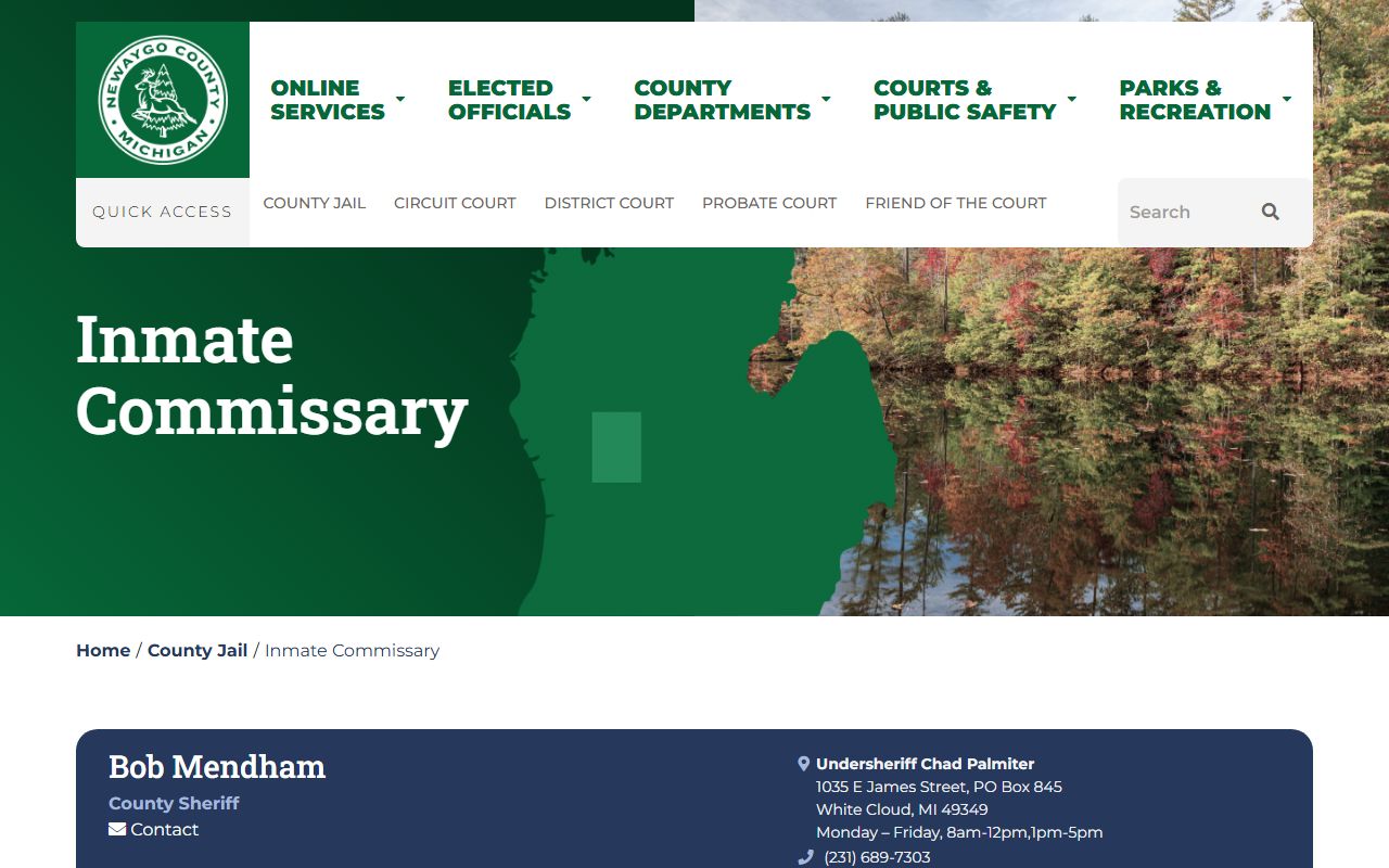 Newaygo County Jail inmate commissary deposit information
