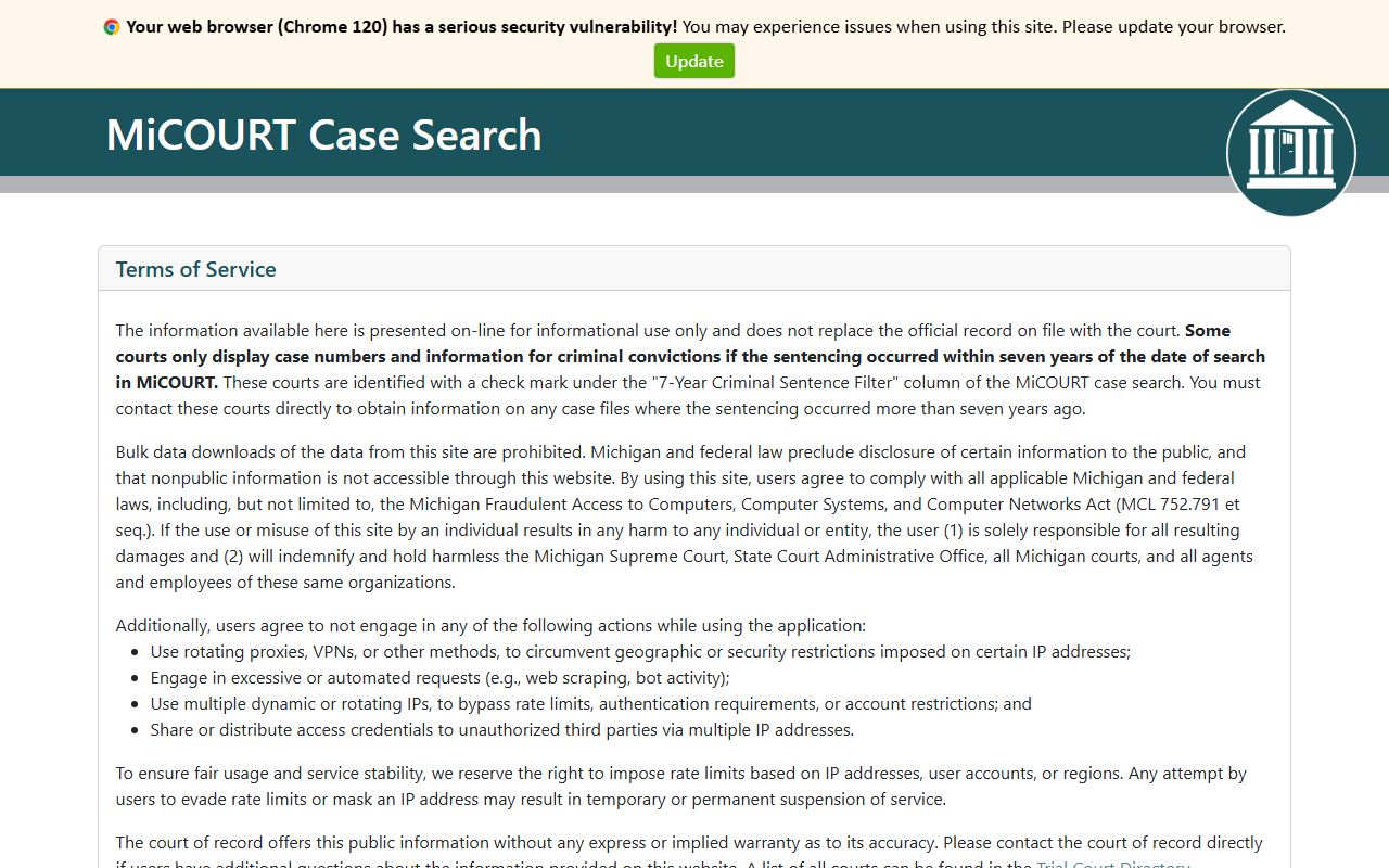 Newaygo County court records after arrest MiCOURT search portal