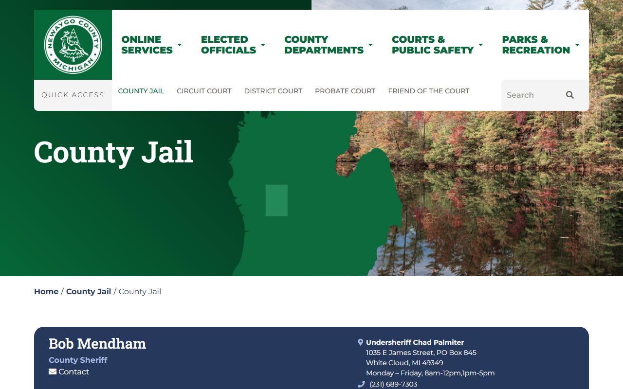 Newaygo County Jail inmate population official jail page